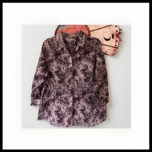 Coldwater Creek Size 18 Purple Orchid Patterned Shirt